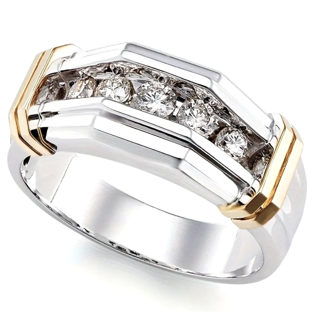 Stylish Men’s Ring With 6 zirconias of 2mm -sizes available 12, 13